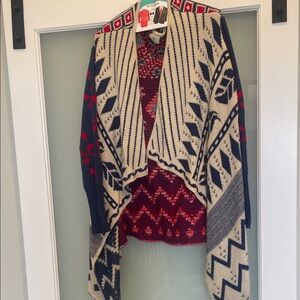 Elegant Red and Navy Women's Cardigan